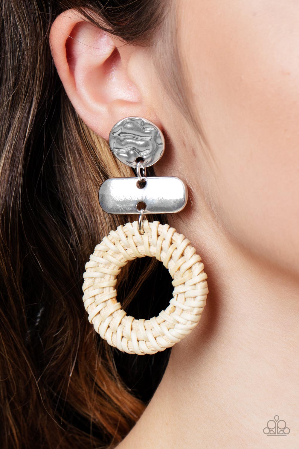 Paparazzi Earrings - Woven Whimsicality - White