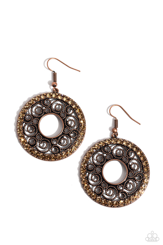 Paparazzi Earrings - Whirly Whirlpool - Copper