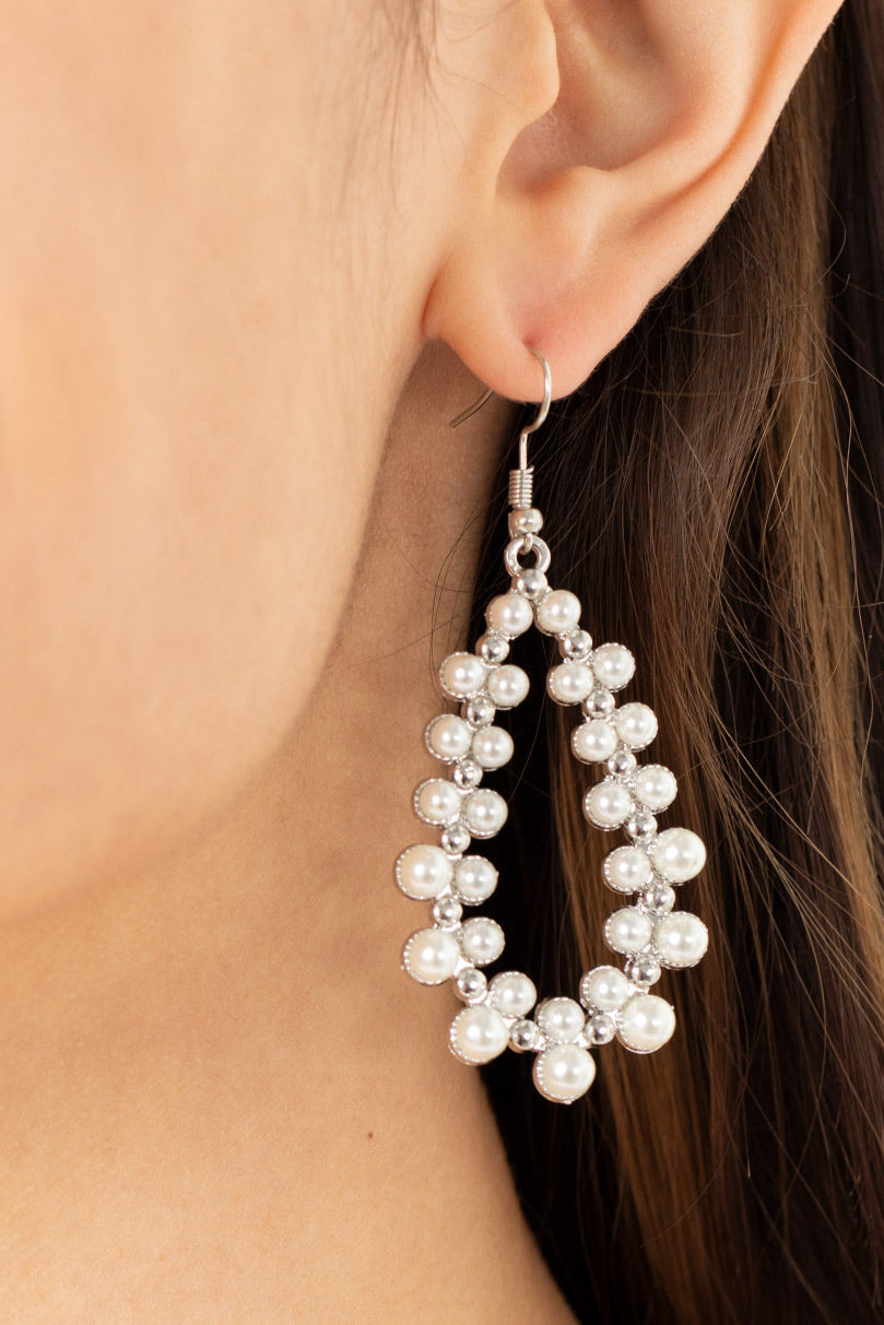 Paparazzi Earrings - Absolutely Ageless - White