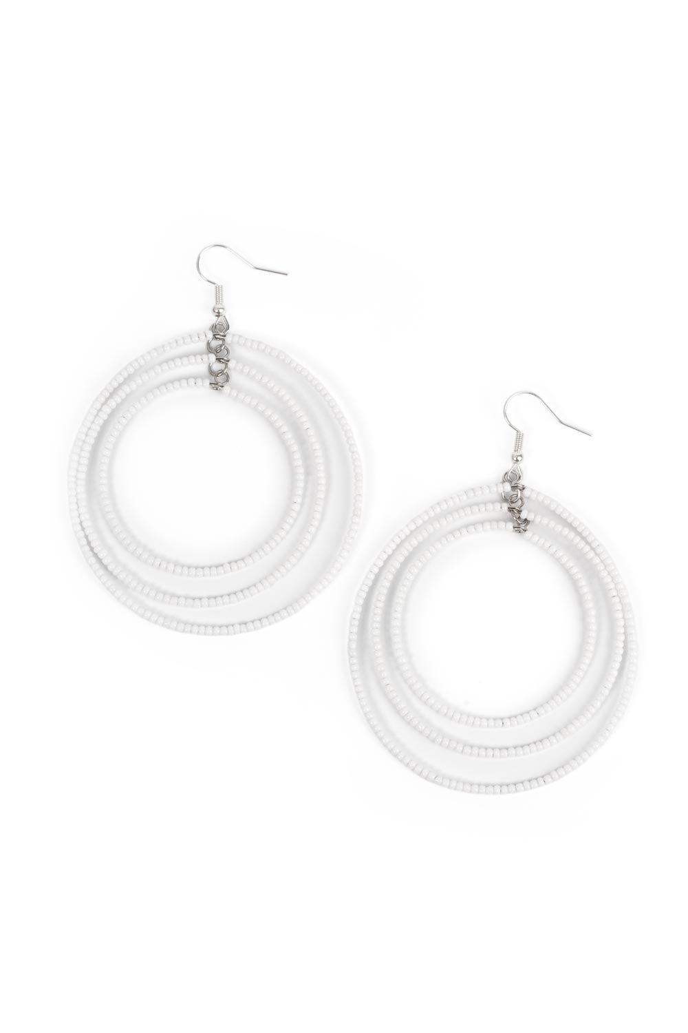 Paparazzi Earrings - Colorfully Circulating - White