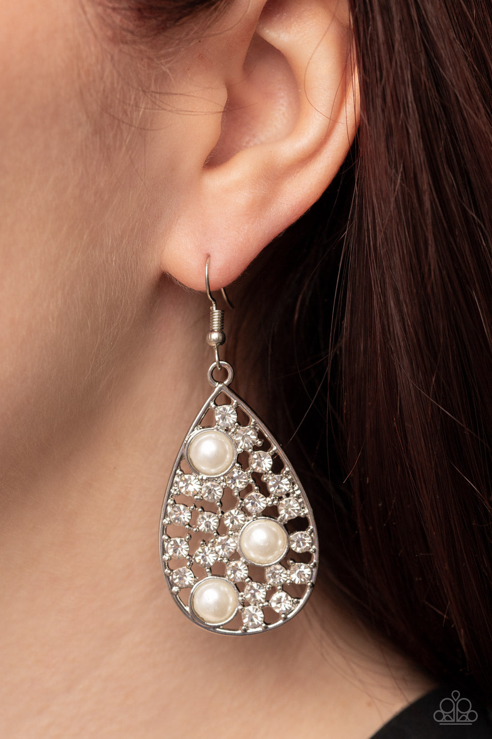 Paparazzi Earrings - Bauble Burst - White