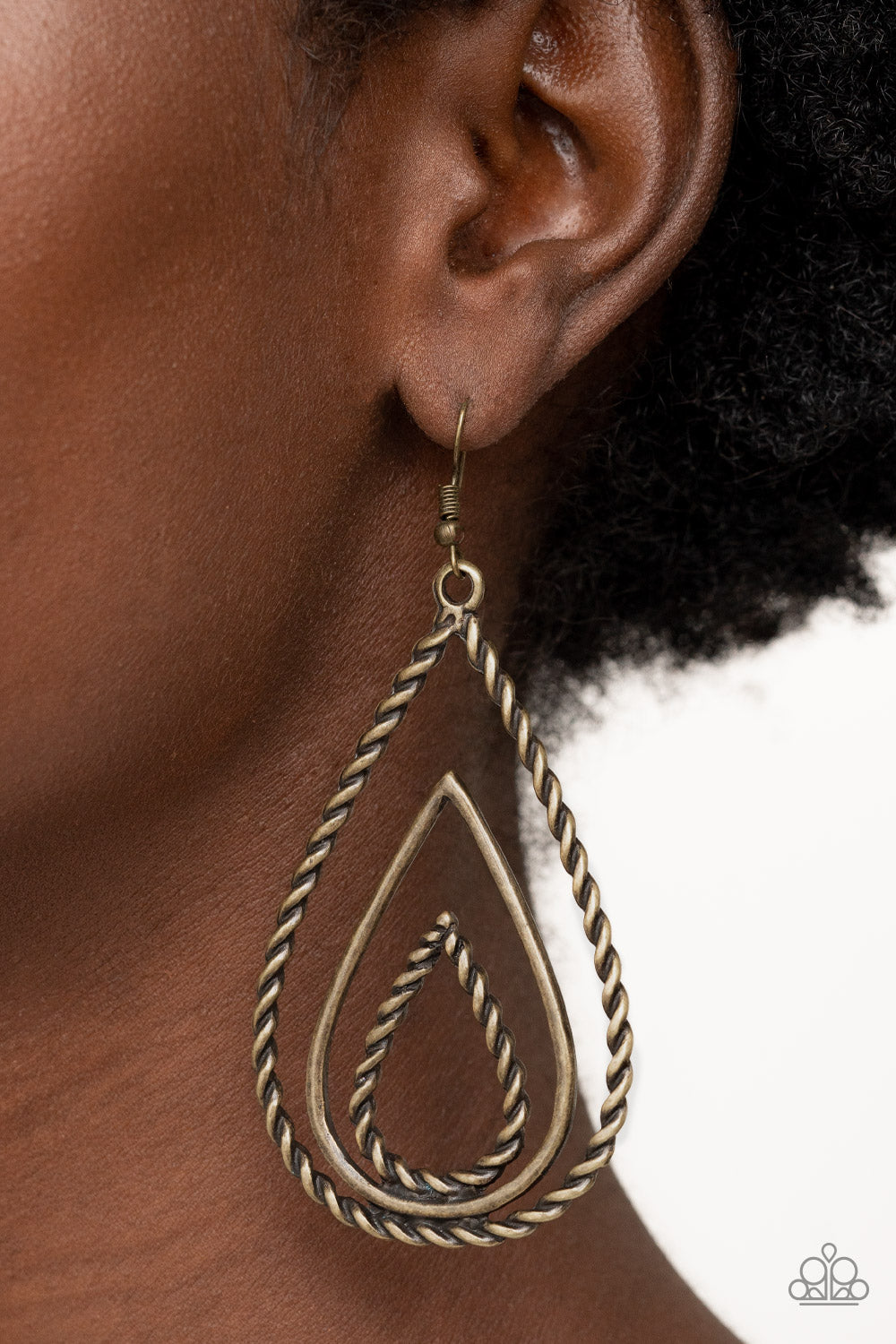 Paparazzi Earrings - Tastefully Twisty - Brass