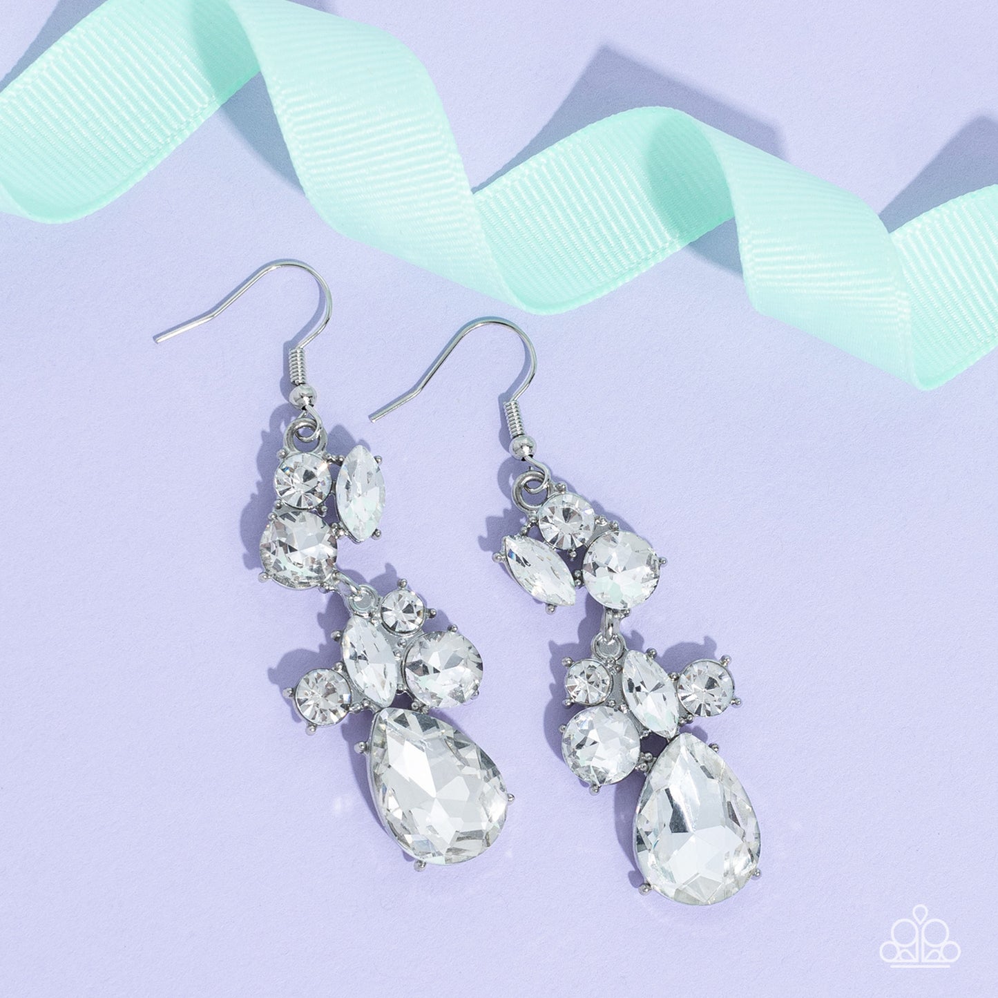Paparazzi Earrings - Rhinestone Reveler - White