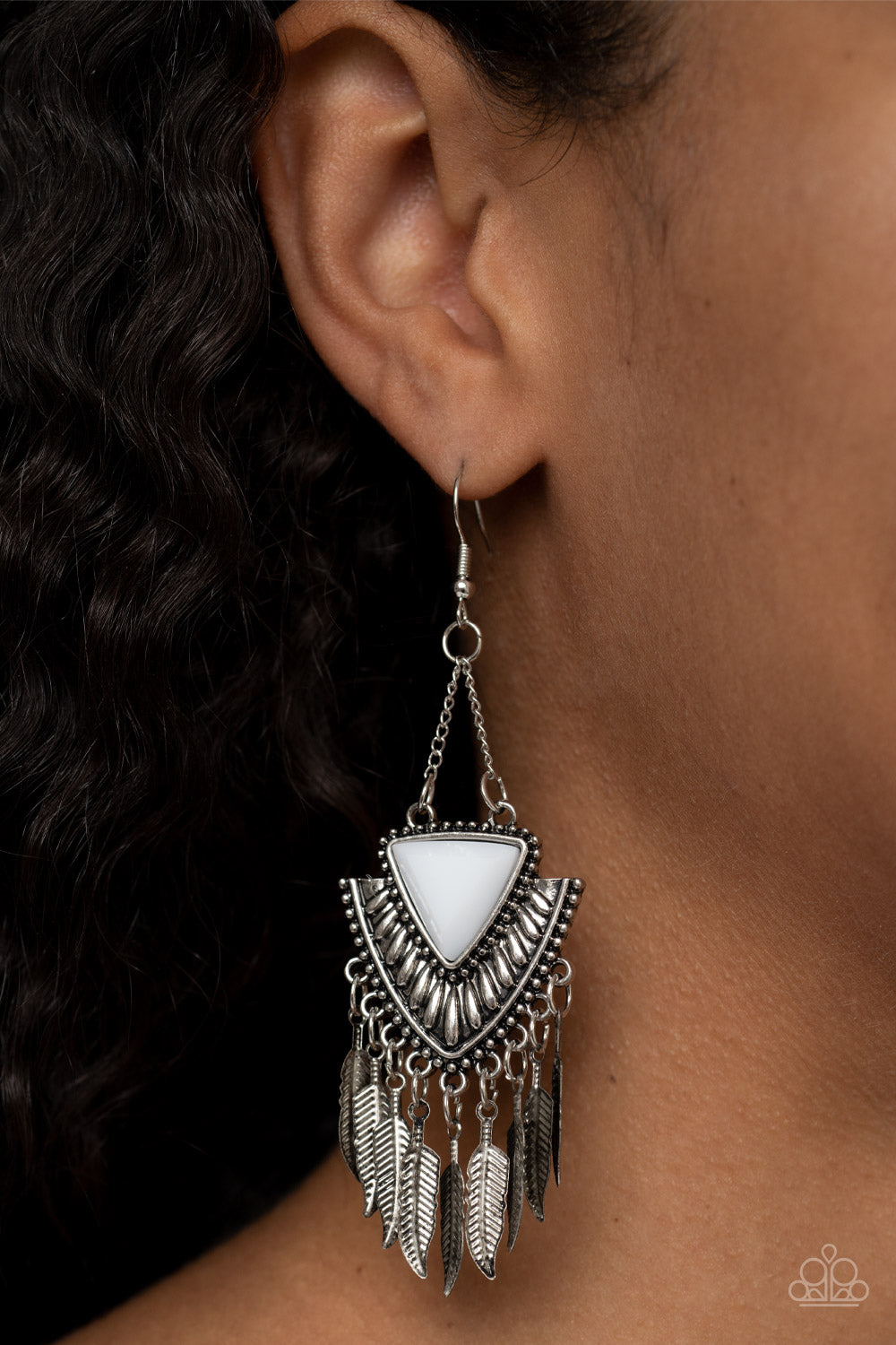 Paparazzi Earrings - Shady Oasis - White