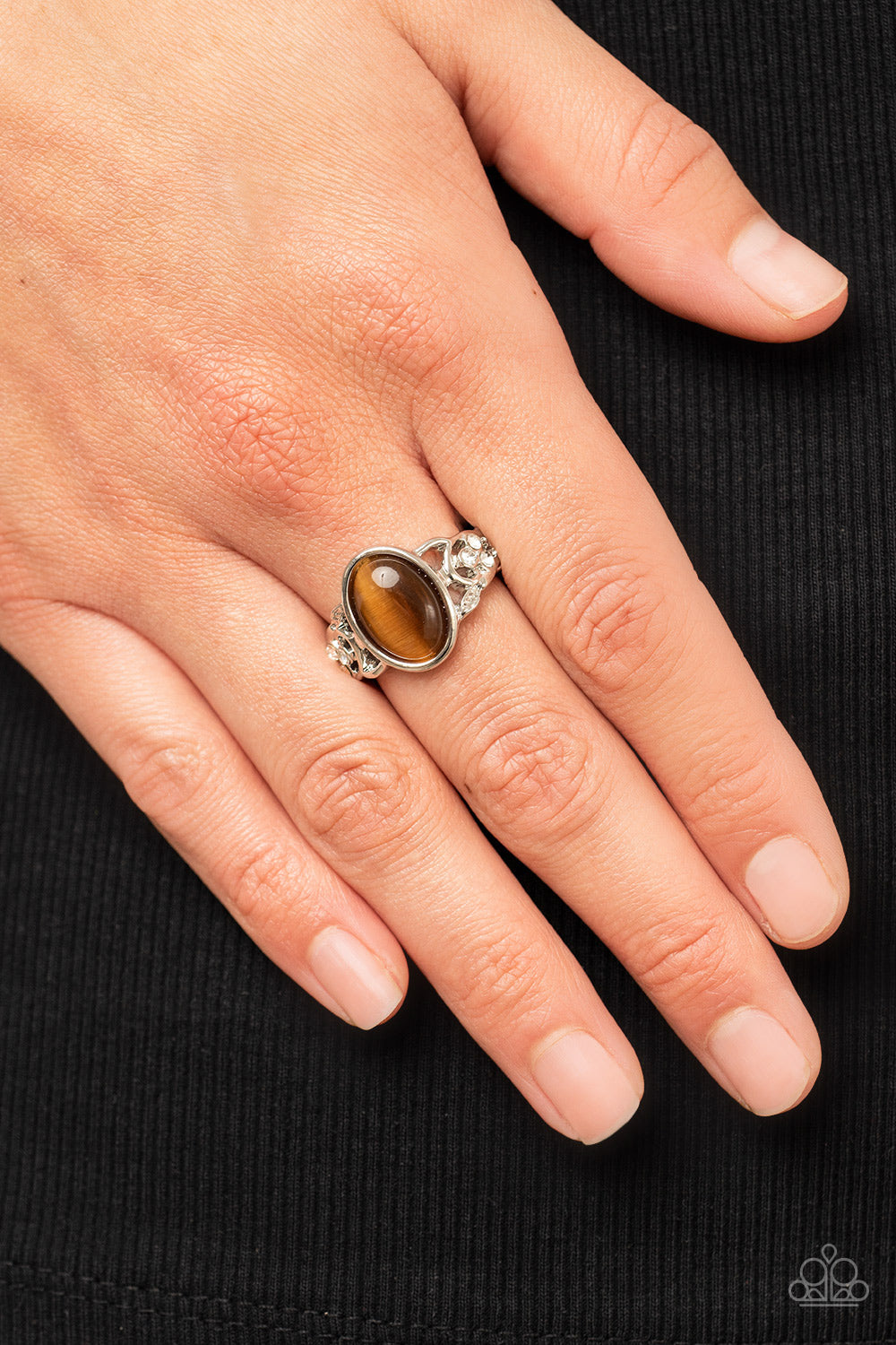 Paparazzi Rings - Crystals and Cats Eye - Brown