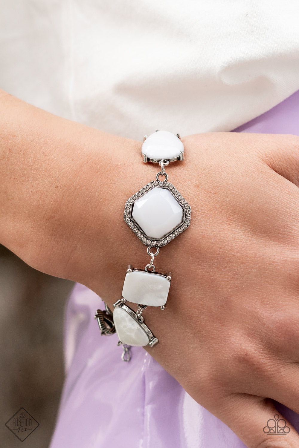 Paparazzi Bracelets - Grounding Glamour - White - Fashion Fix