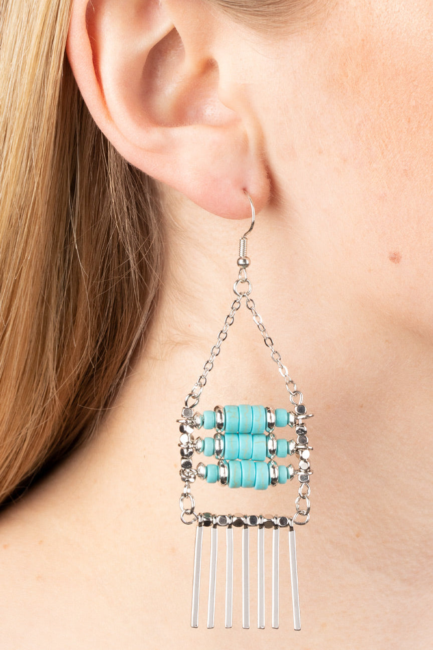 Paparazzi Earrings - Tribal Tapestry - Blue
