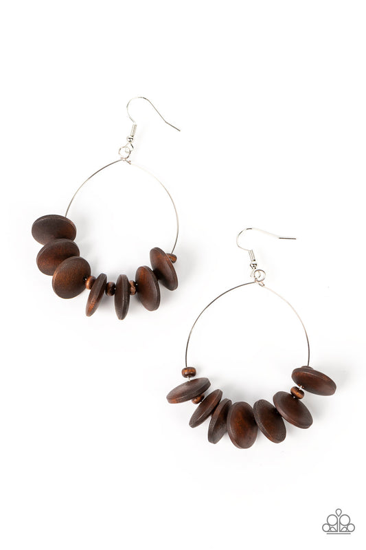 Paparazzi Earrings - Surf Camp - Brown