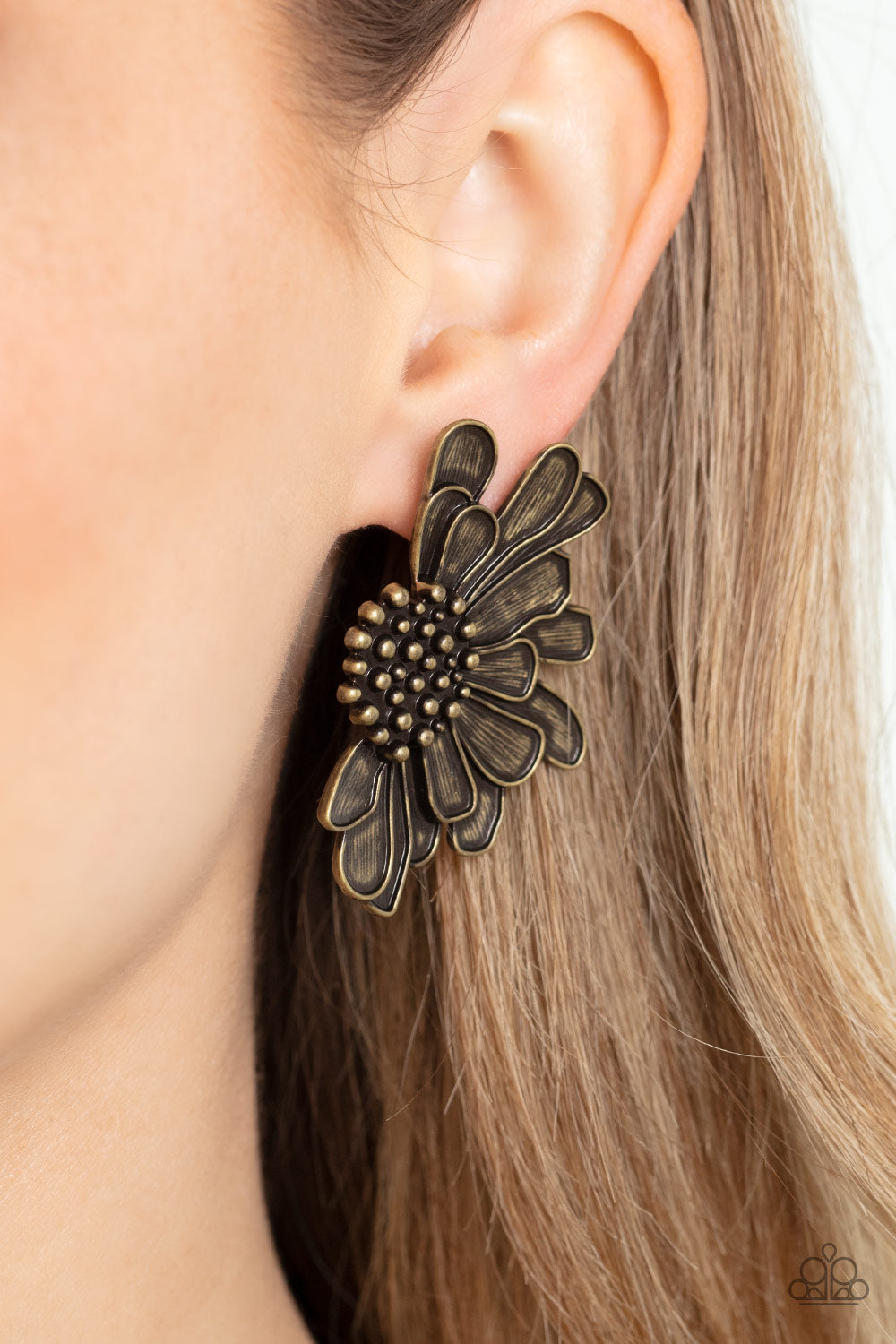 Paparazzi Earrings - Farmstead Meadow - Brass