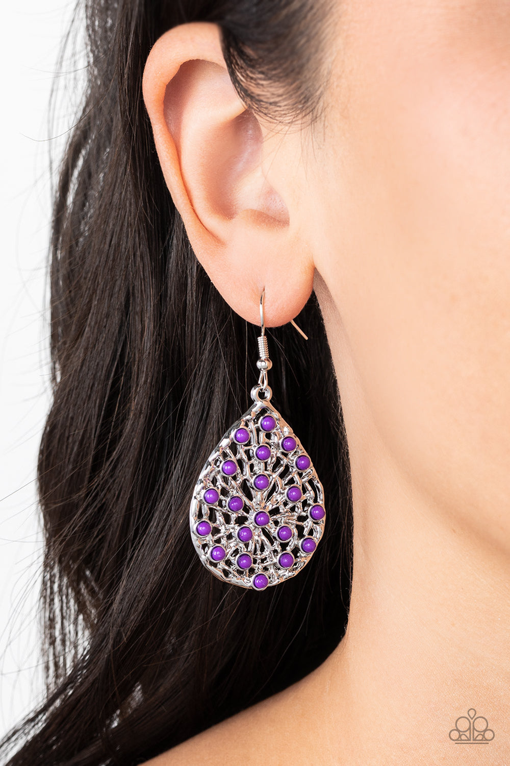 Paparazzi Earrings- Botanical Berries - Purple