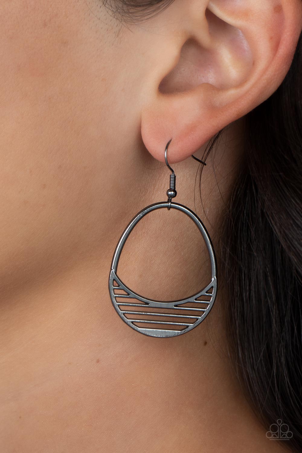 Paparazzi Earrings - Segmented Shimmer - Black