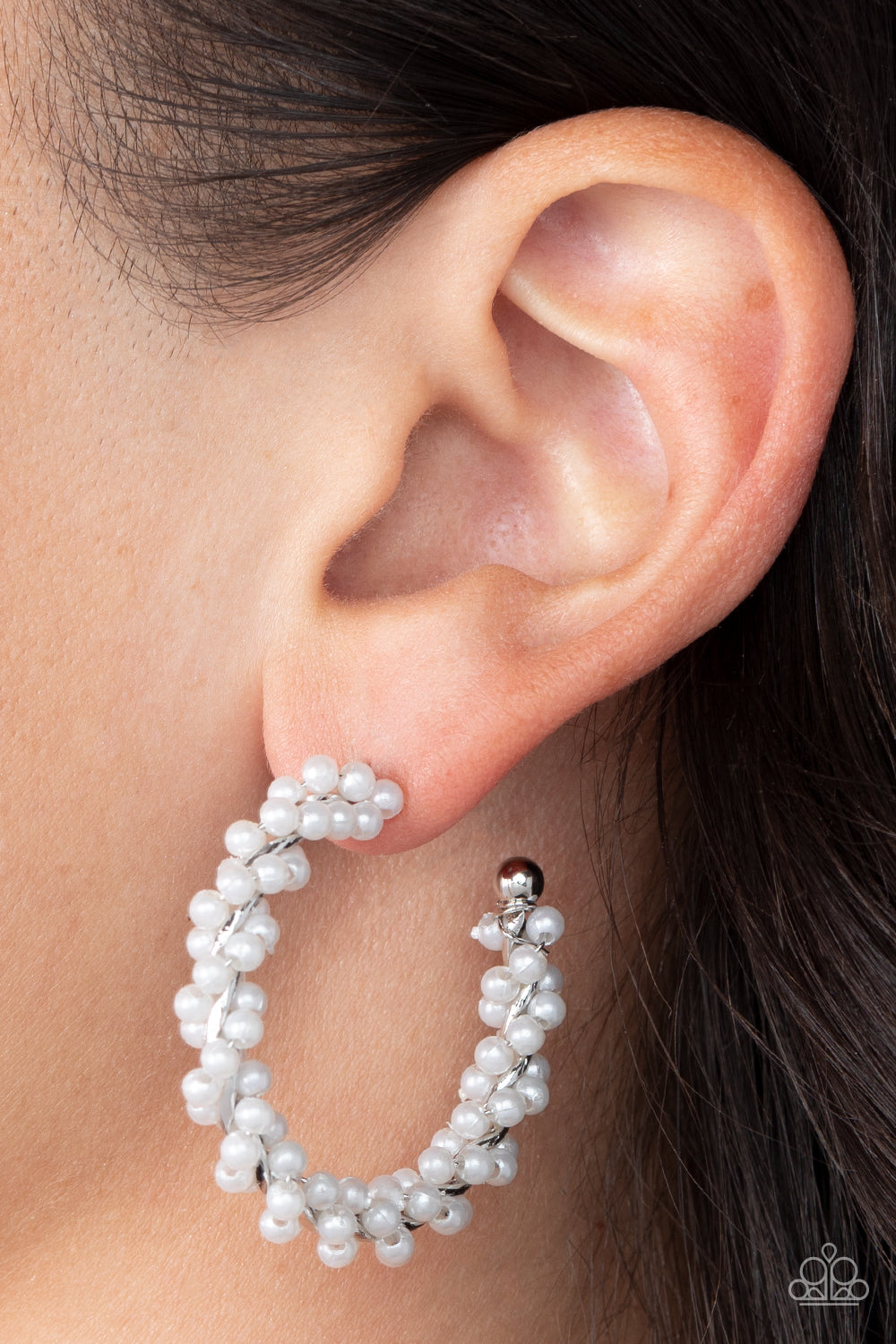 Paparazzi Earrings - Yacht Royale - White - Hoops