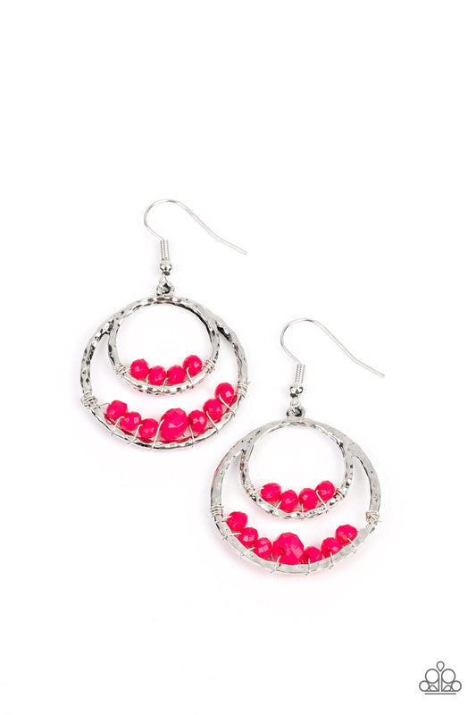Paparazzi Earrings - Bustling Beads - Pink