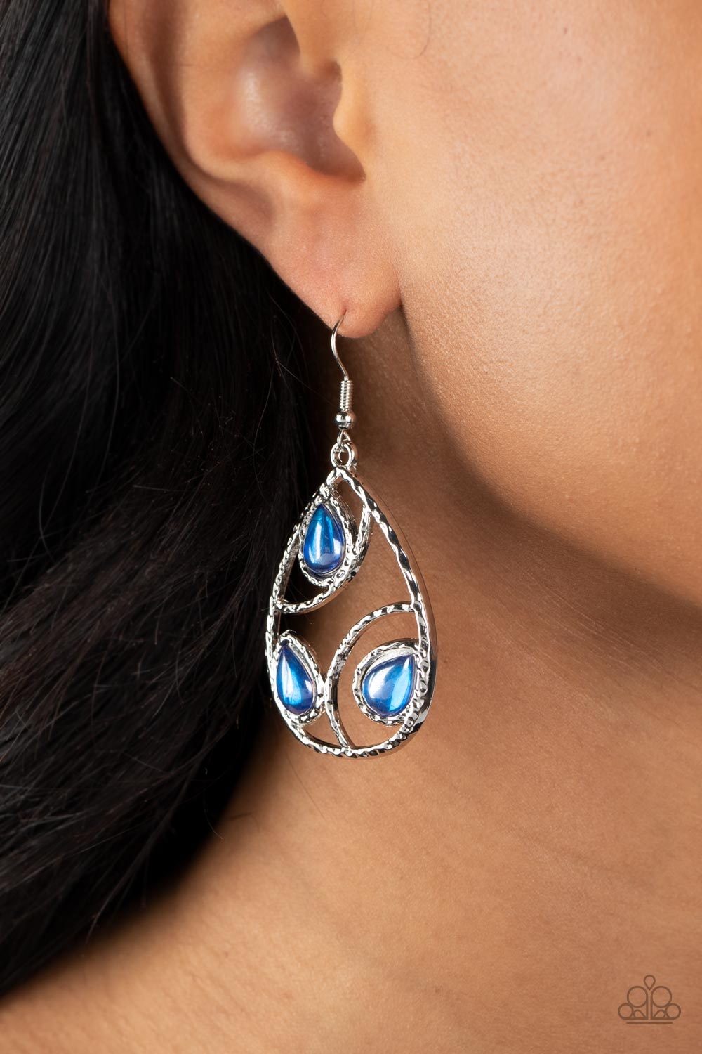 Paparazzi Earrings - Send the BRIGHT Message - Blue
