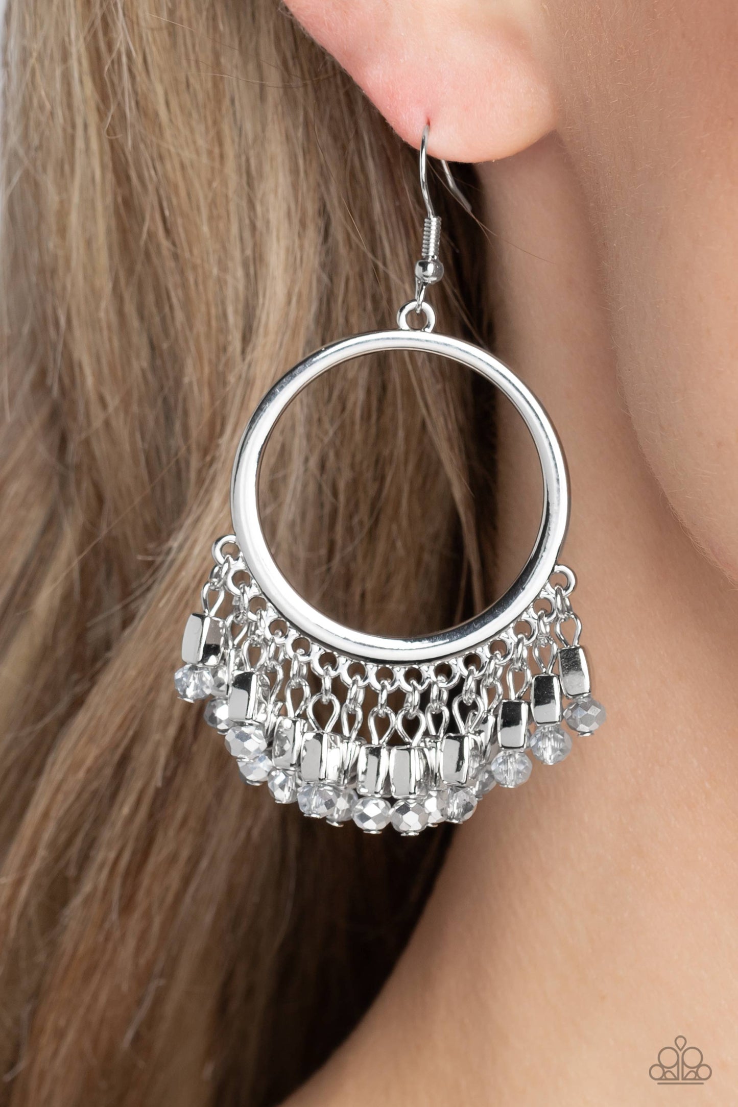 Paparazzi Earrings - Fringe Fanfare - Silver