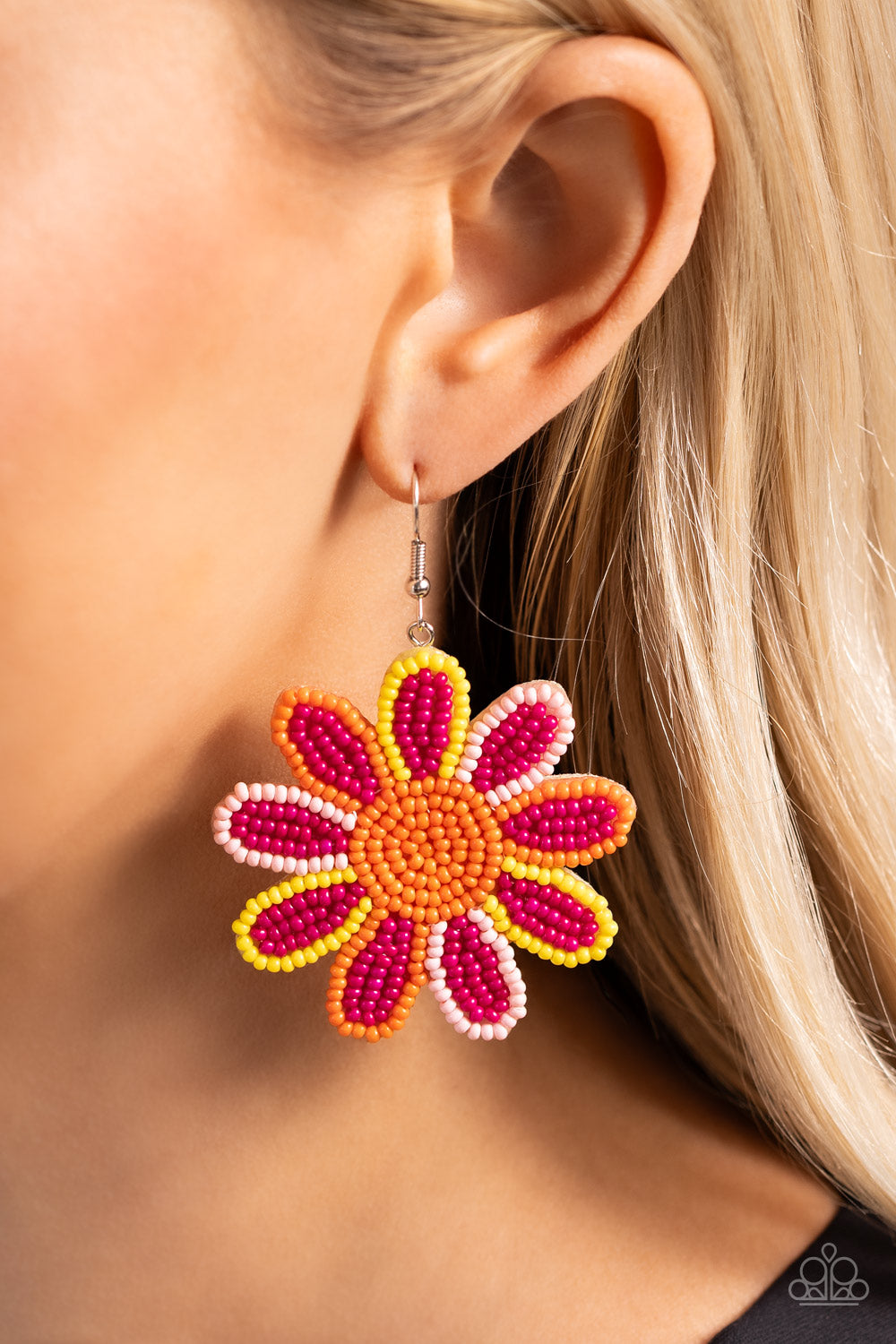 Paparazzi Earrings - Decorated Daisies - Pink