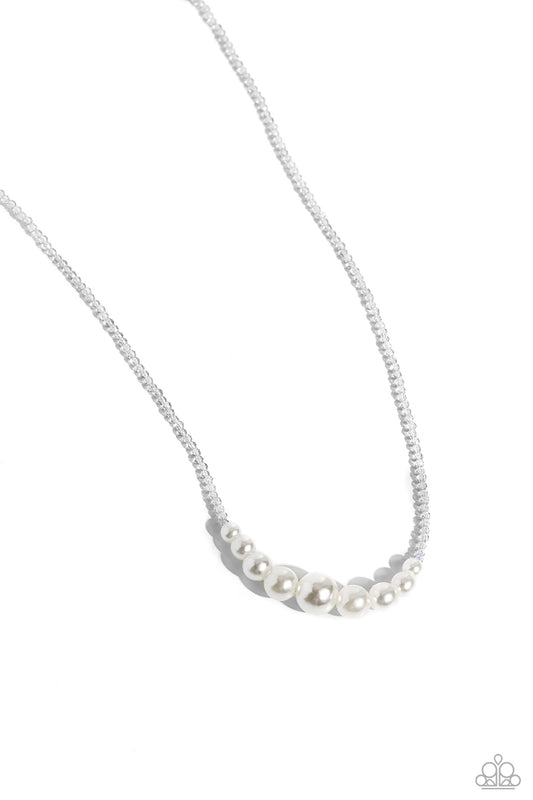 Paparazzi Necklaces - White Collar Whimsy - Silver