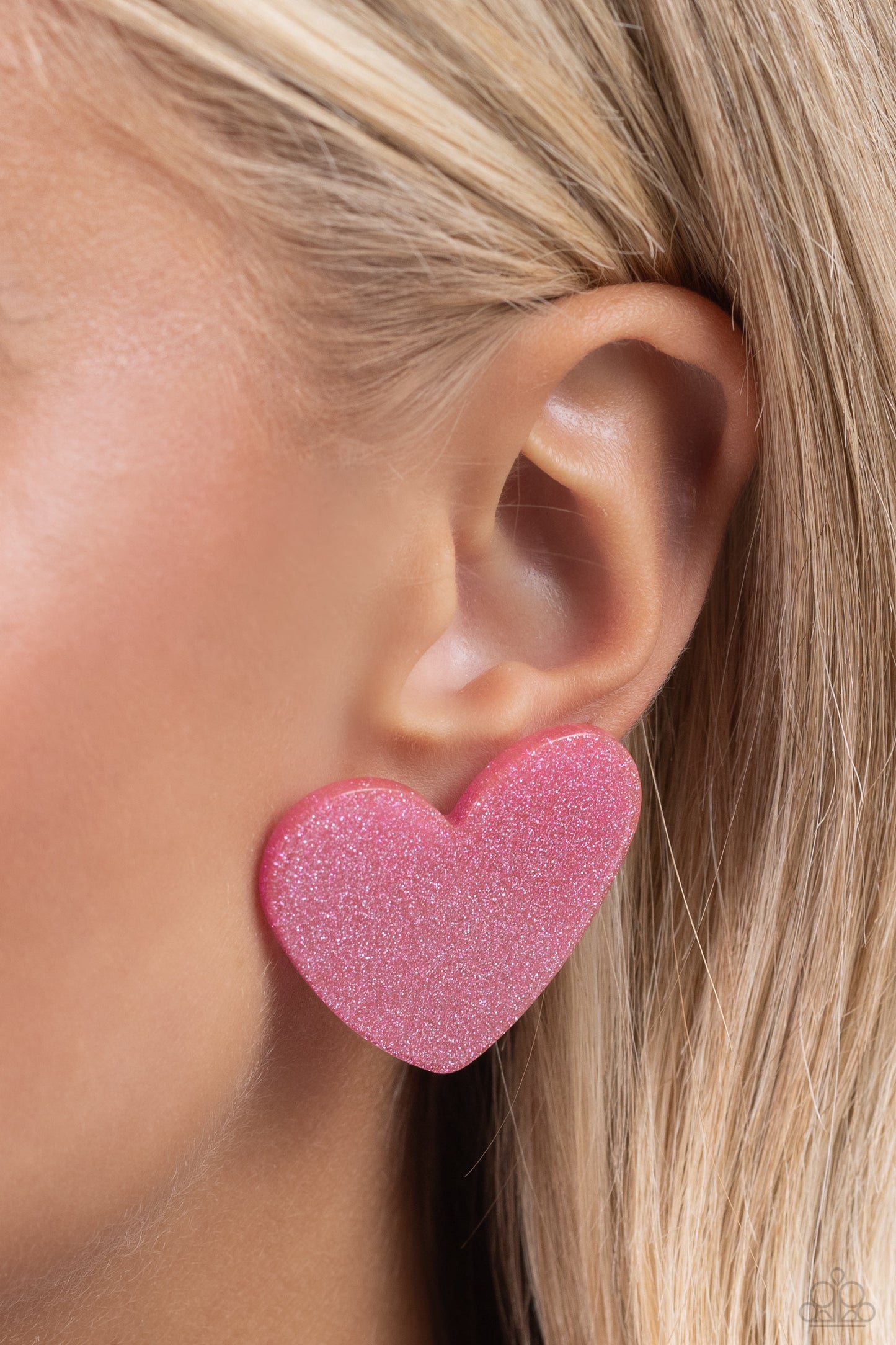 Paparazzi Earrings - Sparkly Sweethearts - Pink