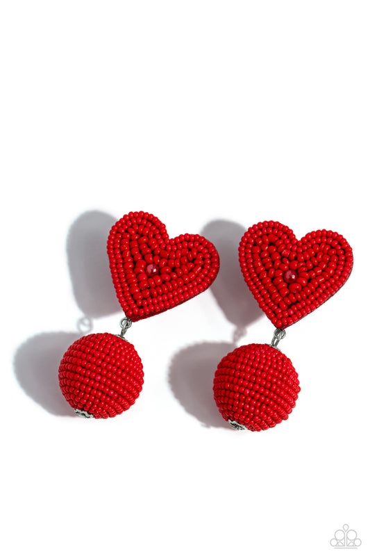 Paparazzi Earrings - Spherical Sweethearts - Red