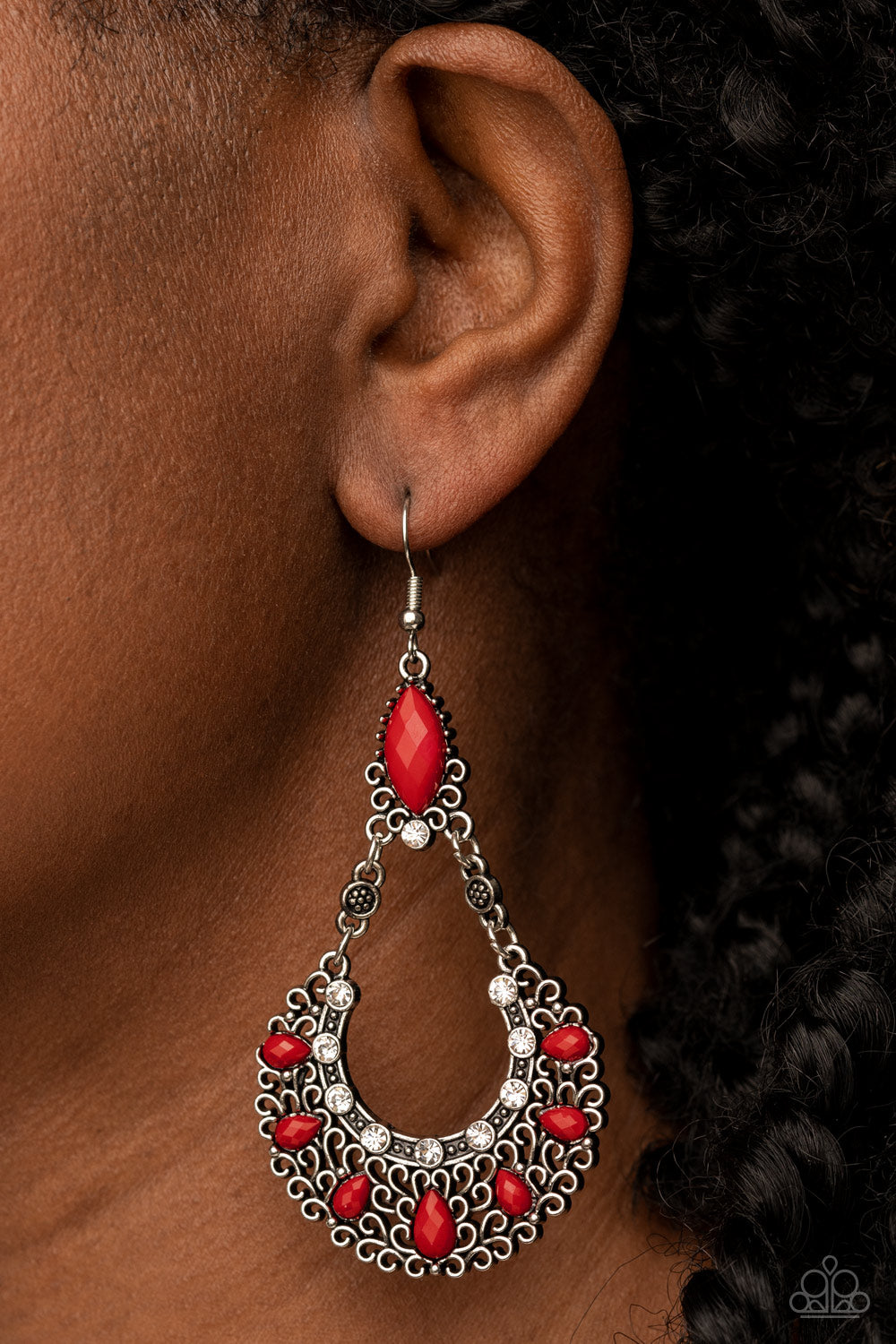 Paparazzi Earrings - Fluent in Florals - Red