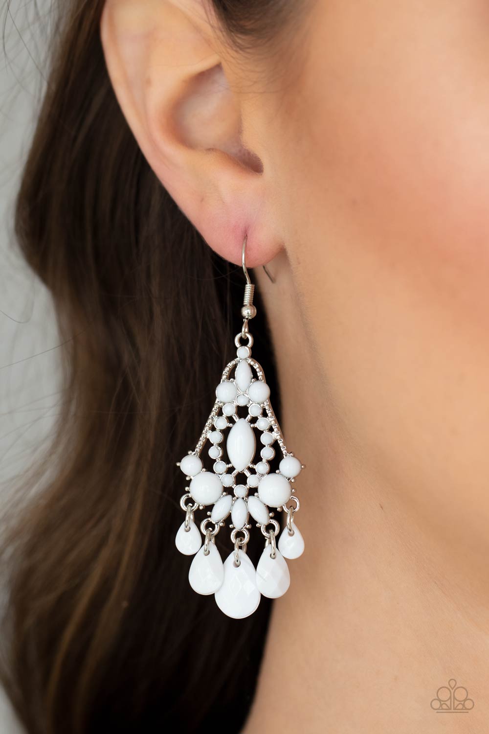Paparazzi Earrings - Staycation Home - White