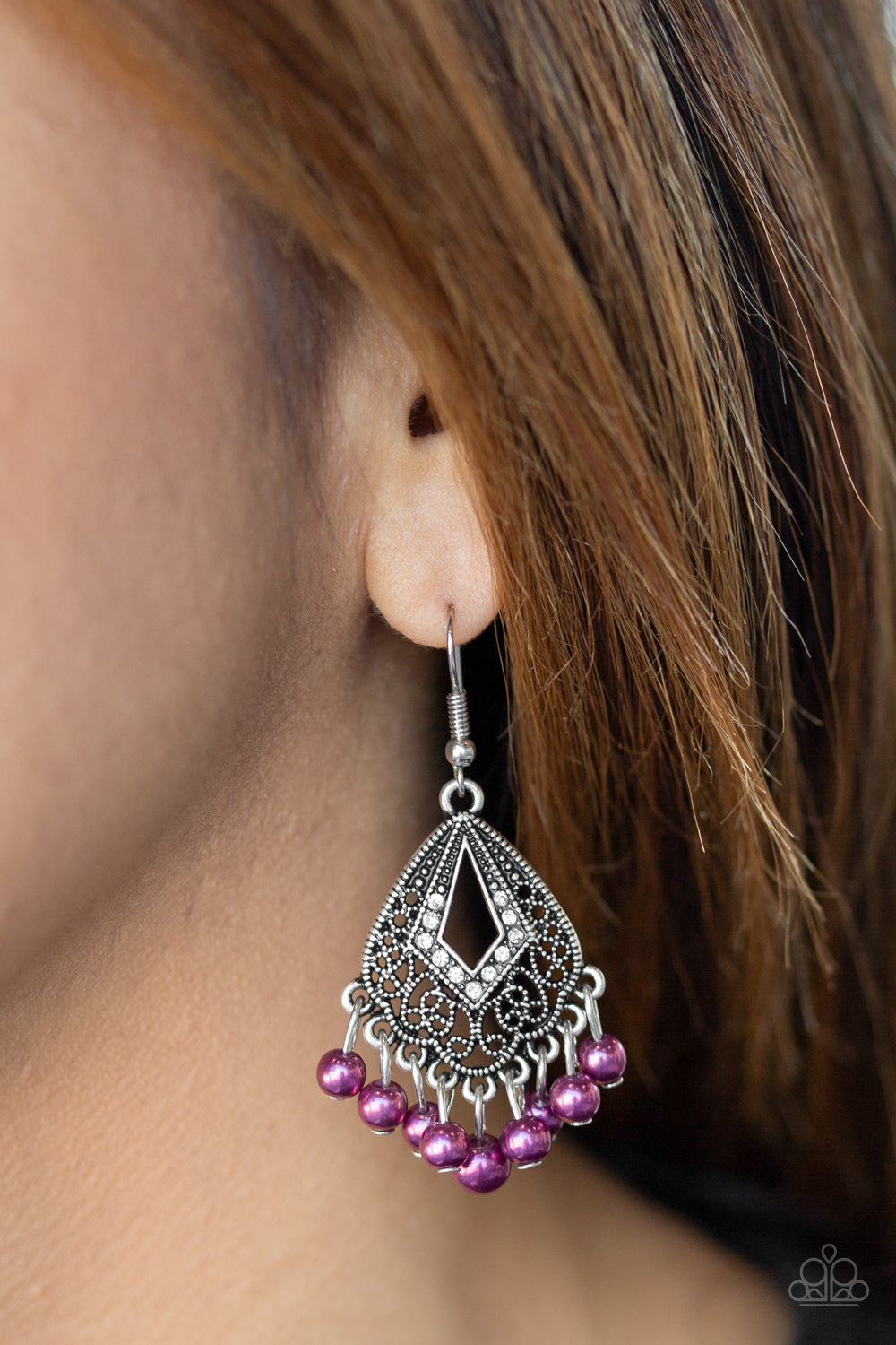 Paparazzi Earrings - Gracefully Gatsby - Purple