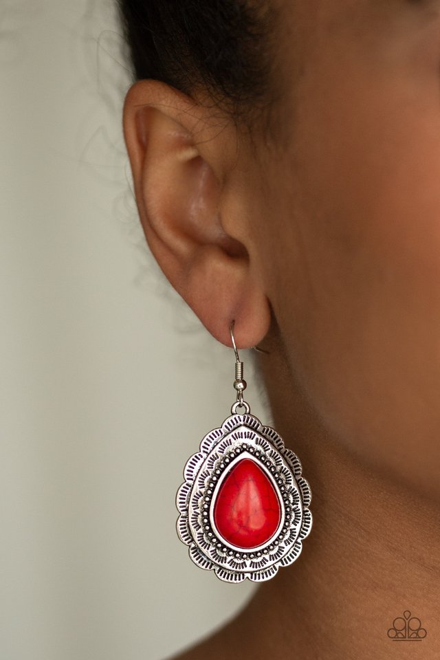 Paparazzi Earrings - Mountain Mover - Red