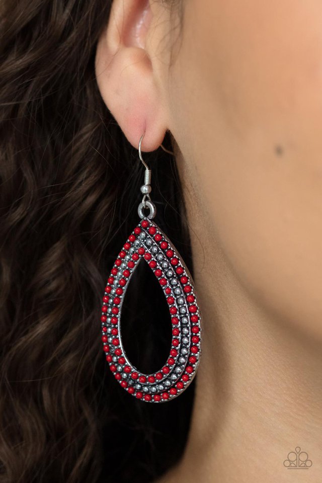 Paparazzi Earrings - Tear Tracks - Red