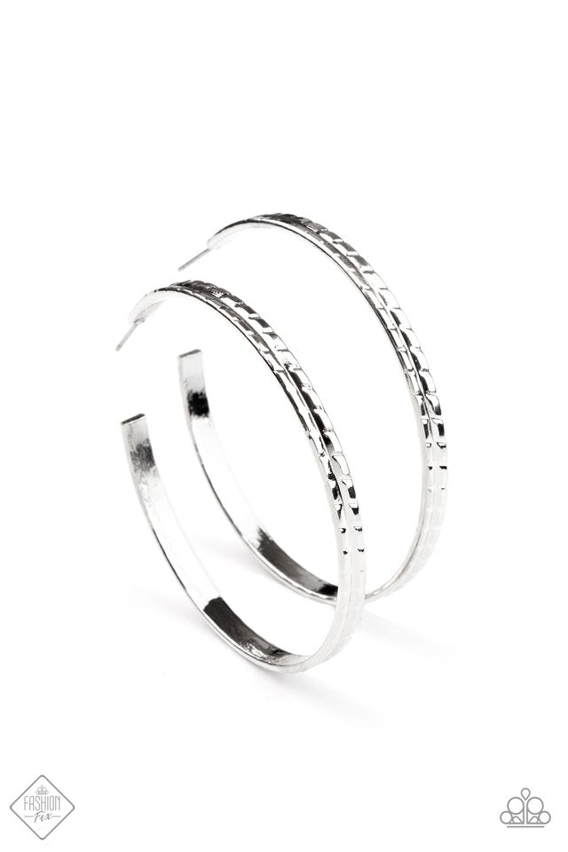 Paparazzi Earrings - Tread All About It - Silver Hoop