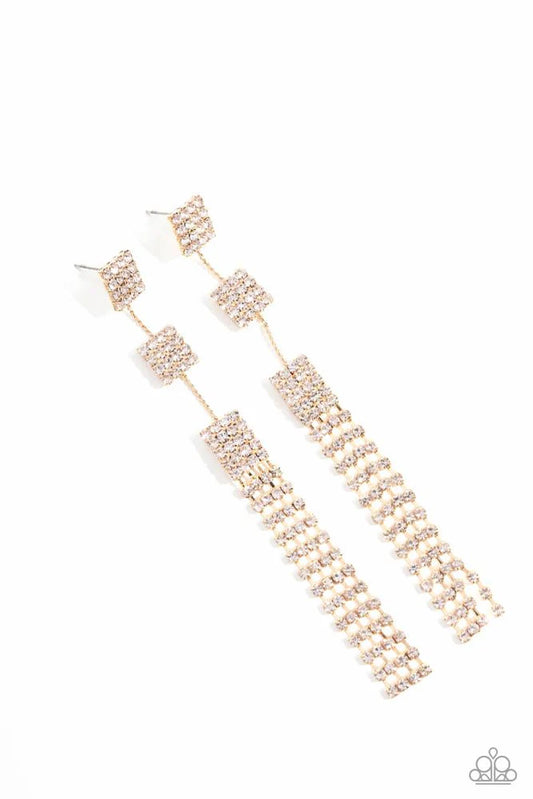 Paparazzi Earrings - Fiercely Free- Falling - Gold