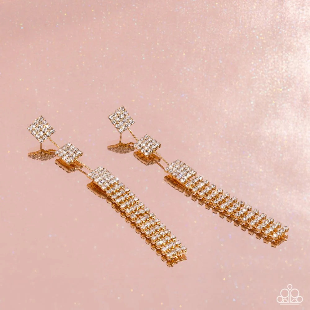 Paparazzi Earrings - Fiercely Free- Falling - Gold