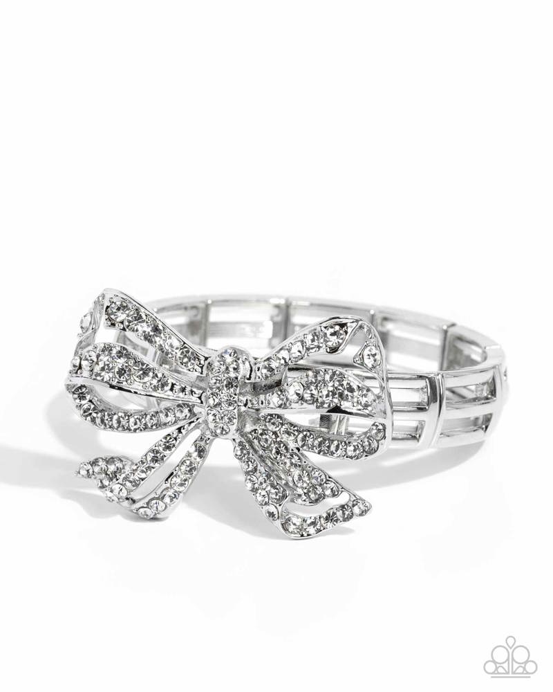 Paparazzi Bracelets - It's All A-BOW-t Me - White