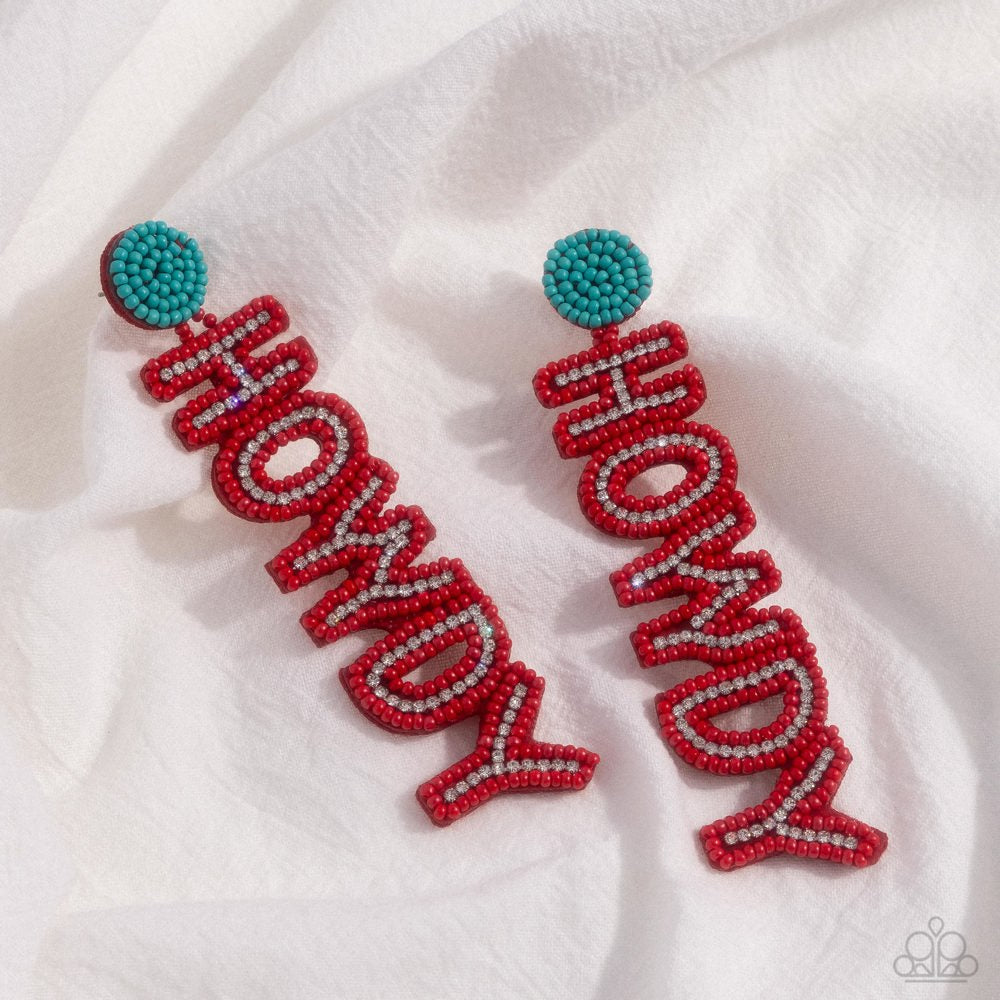 Paparazzi PREORDER Earrings - Howdy Headline - Red