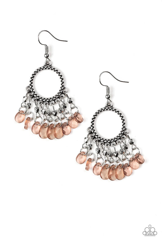 Paparazzi Earrings - Paradise Palace - Brown