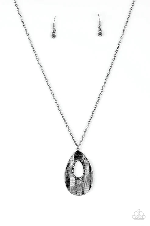Paparazzi Necklaces - Stop, Teardrop, and Roll - Black