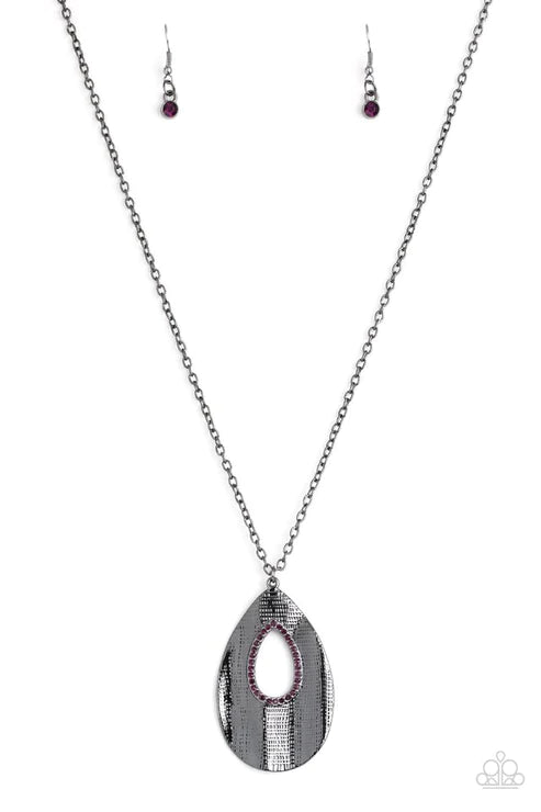 Paparazzi Necklaces - Stop, Teardrop, and Roll - Purple