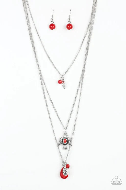 Paparazzi Necklaces - Soar with the Eagles - Red