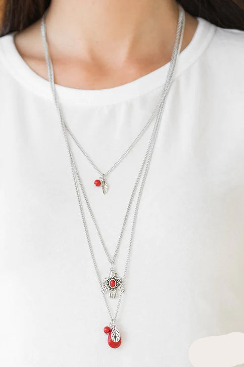 Paparazzi Necklaces - Soar with the Eagles - Red