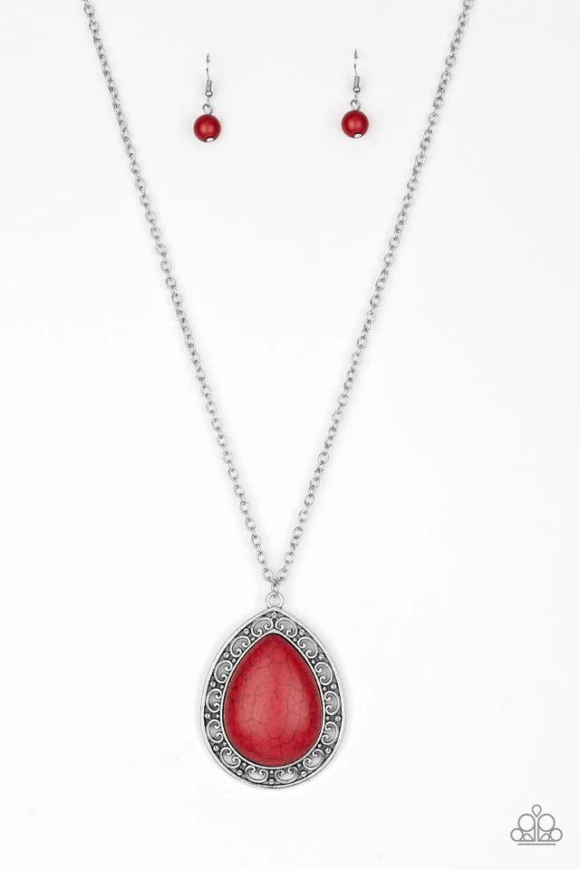 Paparazzi Necklaces - Full Frontier - Red
