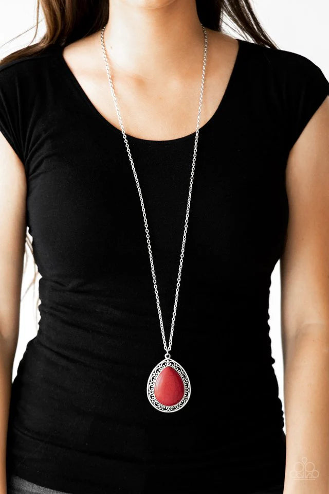 Paparazzi Necklaces - Full Frontier - Red