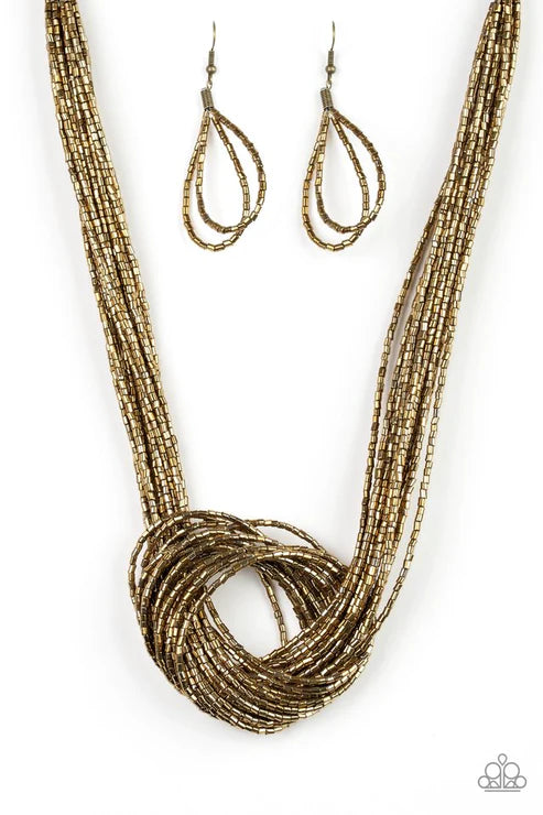 Paparazzi Necklaces - Knotted Knockout - Brass