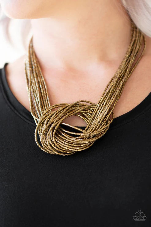 Paparazzi Necklaces - Knotted Knockout - Brass