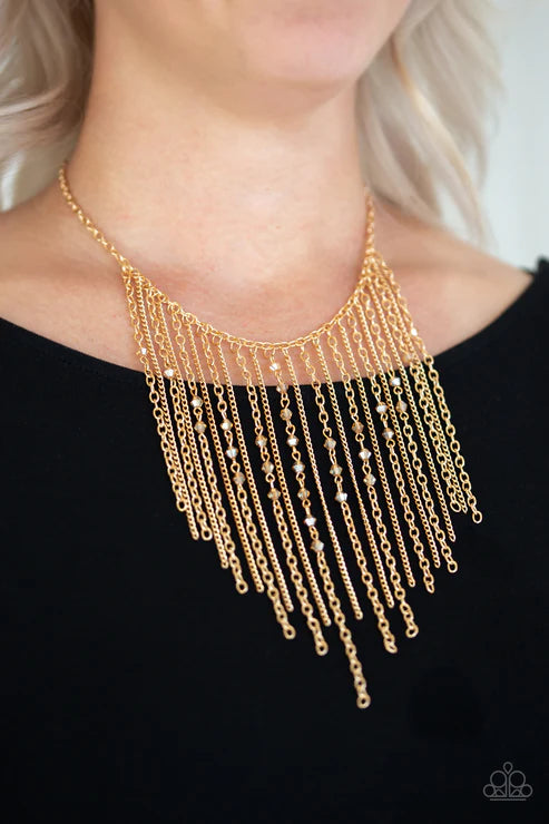 Paparazzi Necklaces - First Class Fringe - Gold