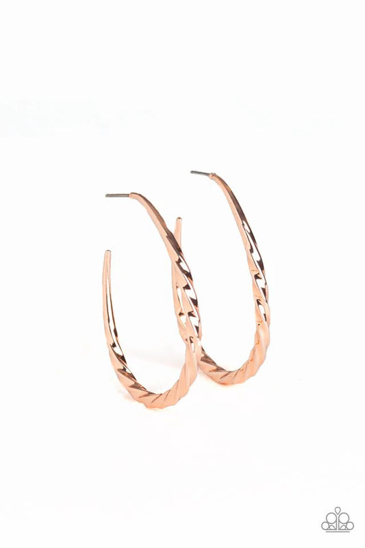 Paparazzi Earrings - Twisted Edge - Rose Gold