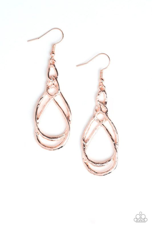 Paparazzi Earrings - Twisted Elegance - Rose Gold