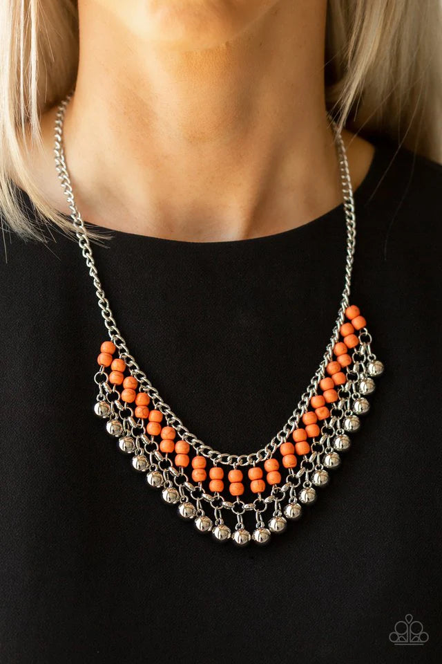 Paparazzi Necklaces - Beaded Bliss - Orange