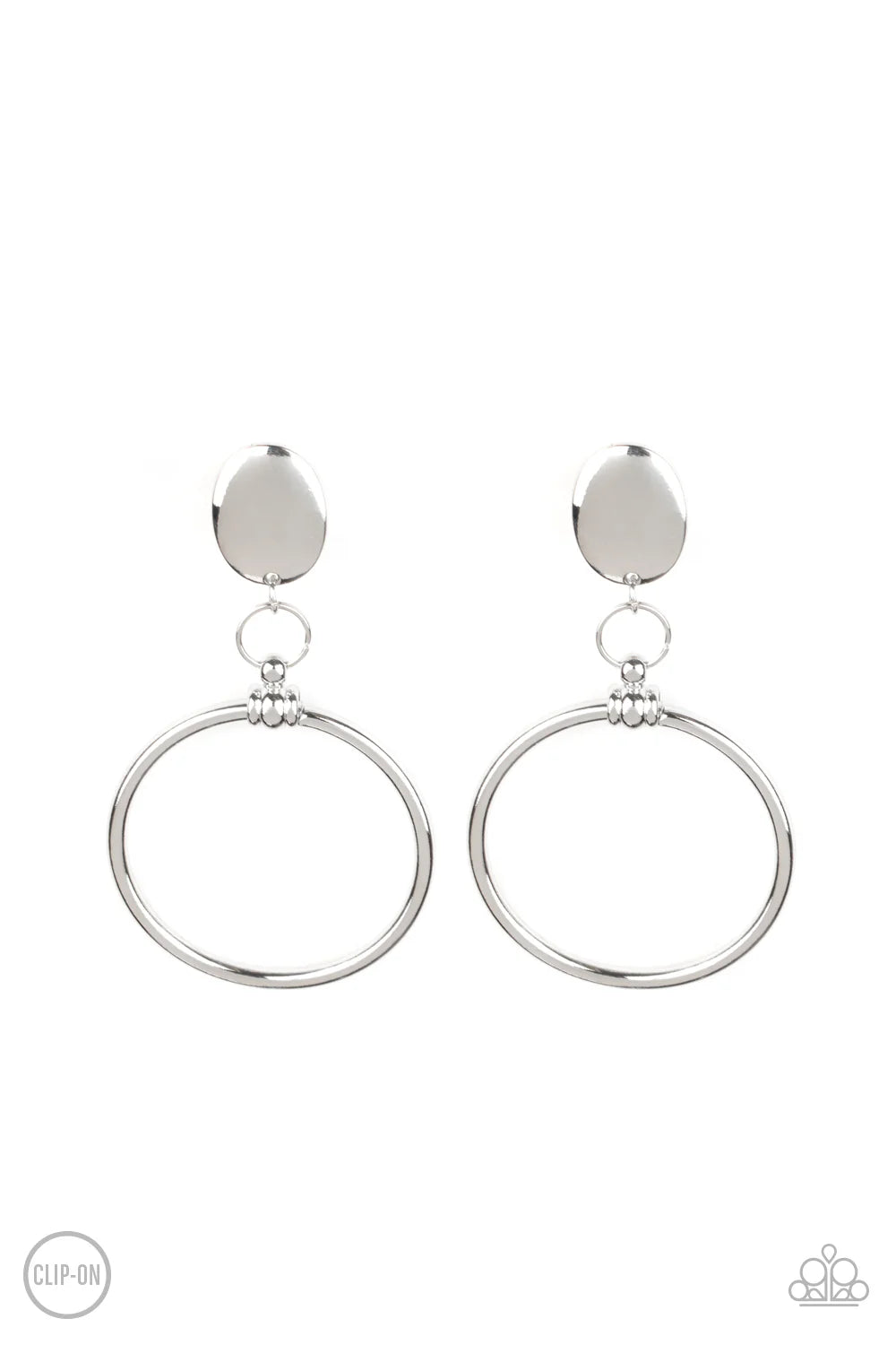 Paparazzi Earrings - Jumping Through Hoops - Silver - Clip on