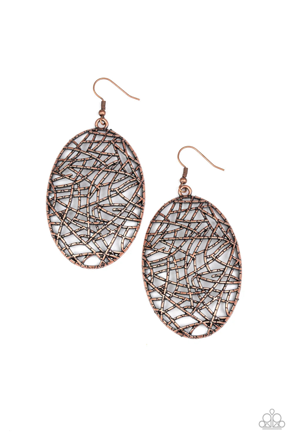 Paparazzi Earrings - Way Out of Line - Copper - E100B