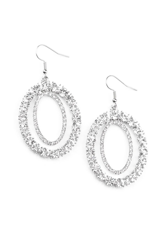 Paparazzi Earrings - Deluxe Luxury - White