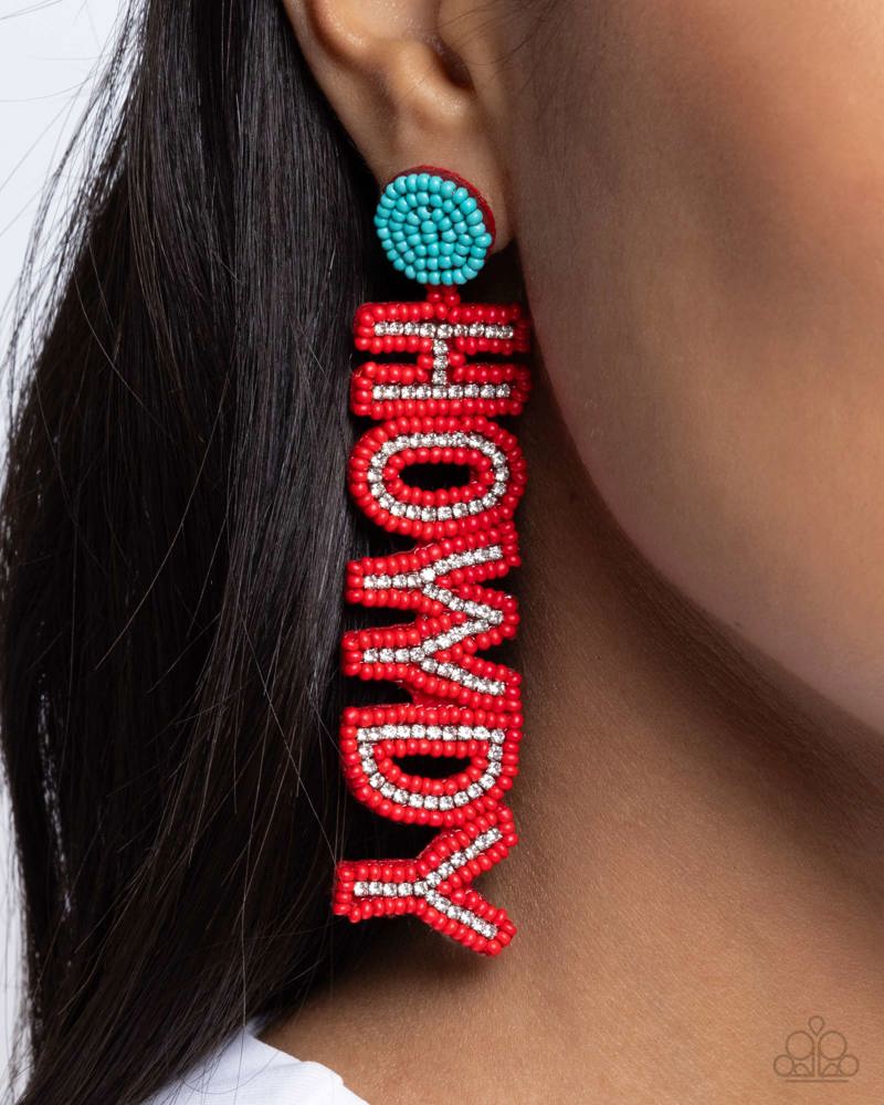 Paparazzi PREORDER Earrings - Howdy Headline - Red